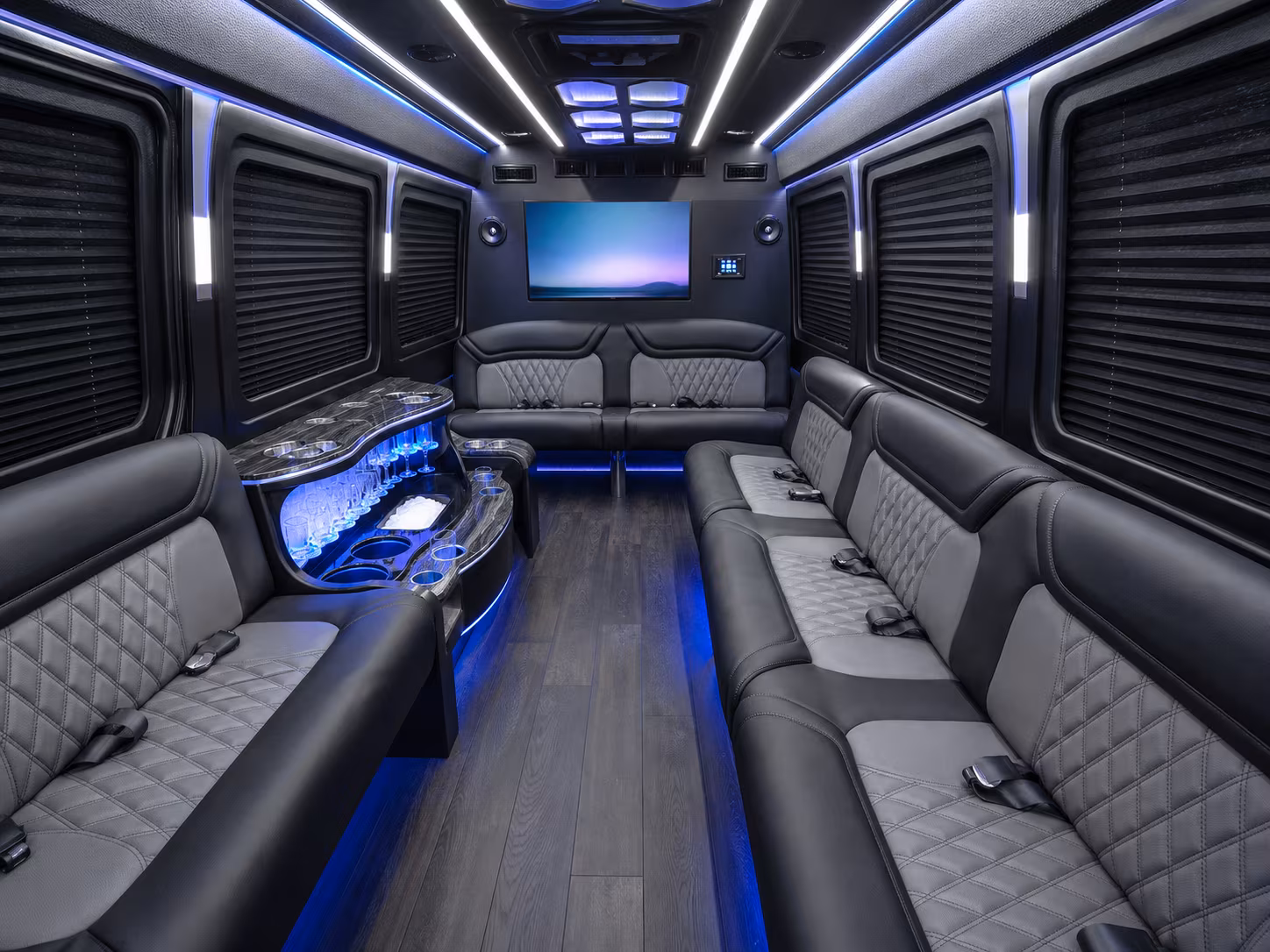 winston salem 28 passenger party bus interior